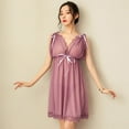 thumbnail image 2 of Levmjia Women Lace Nightgown Sheer V Neck Mini Sleep Dress Soft Loose Plus Size Indoor Sleeping Wear Solid Color Elegant Home Nightwear Relaxing Bedroom Daily Rest, 2 of 3