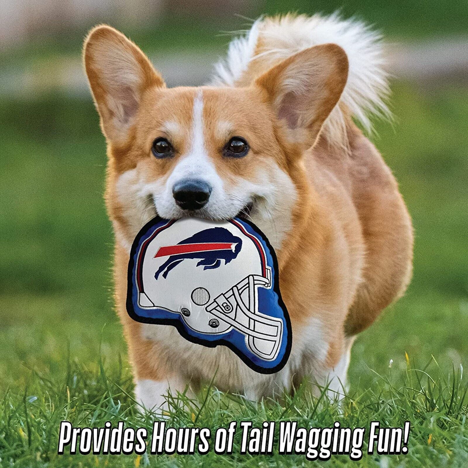 Pets First NFL Buffalo Bills Tough Helmet Pet Dog Toy Premium Quality with Built-in Squeaker Chew Toy