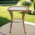 thumbnail image 2 of PARKWELL Outdoor Patio Side Table Square Wicker End Table with Glass Top, Yellow, 2 of 6