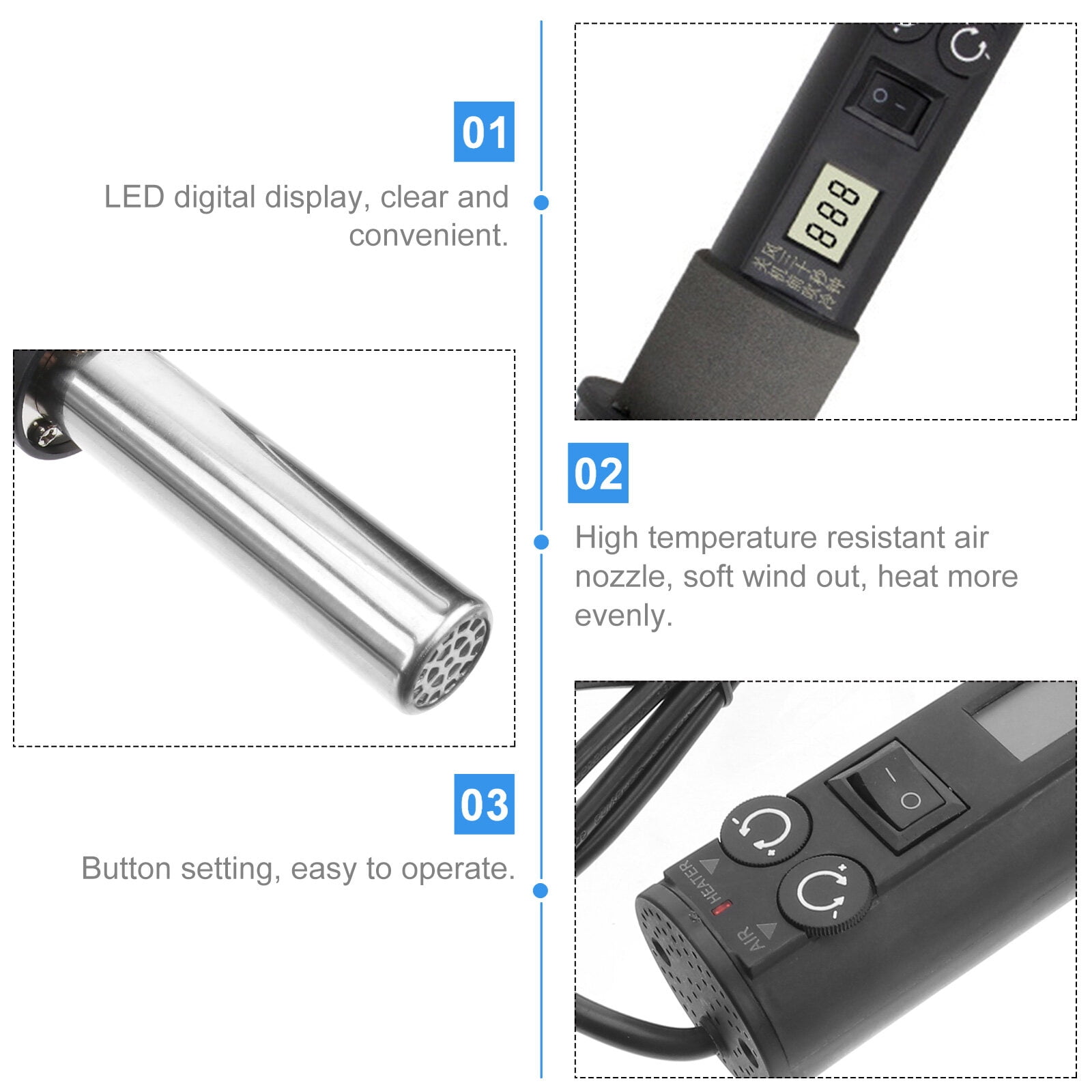 110V 450W LCD Electronic Heat Hot Air Desoldering Soldering Station with Nozzles Kit (US Plug)