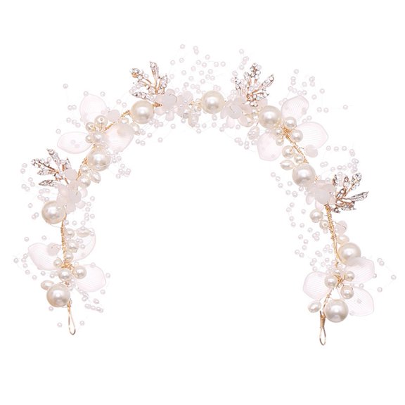 ETEREAUTY Elegant Golden Beads Headband Bridal Hair Accessories for Wedding and Special Occasions
