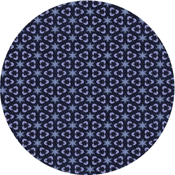 Ahgly Company Machine Washable Indoor Round Transitional Night Blue Area Rugs, 8' Round