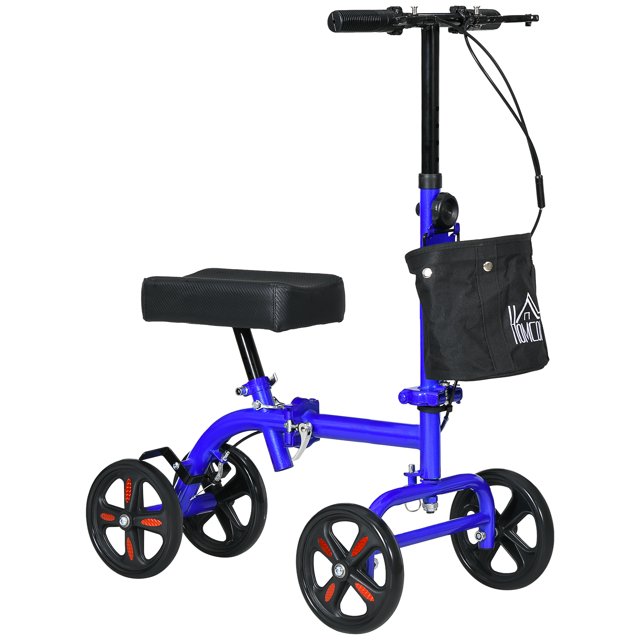 HOMCOM Trottinette Ajustable, Marchette Pliante avec Double Frein, Bleu