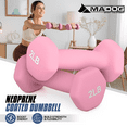 thumbnail image 2 of MADOG Set of 2 Neoprene Coated Workout Dumbbells 2lb, Anti-Roll Non-Slip with Smooth Grip, Hexagon Shaped Hand Weights, Pink, 2 of 10