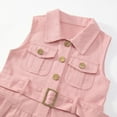 thumbnail image 4 of THDHVS Baby Girl Dress,Dress for Girls,Girl's Fashion Solid Color Workwear Denim Skirt Sleeveless Lapel Collar Dress with Waistband Pink 7-8 Years, 4 of 7