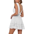 thumbnail image 2 of KOMOO Women Boho Swing Dress Deep V Neck Backless Lace Ruffle Mini Dress A Line Beach Dress, 2 of 8