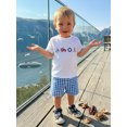 thumbnail image 5 of BemeyourBBs Toddler Baby Boy Summer Clothes Infant Baby Boys Summer Beach Holiday Outfits Short Sleeve Sailboat Crayfish Marine Embroidery T-Shirt Plaid Pockets Shorts 2Pcs Set, 5 of 8