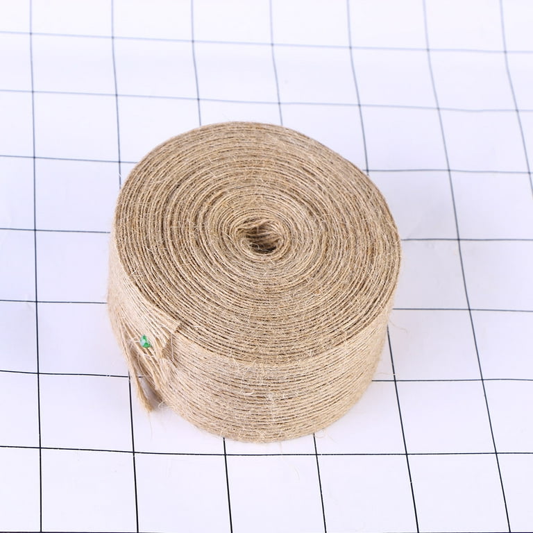 2PCS Natural Jute Hemp Rope Weaving Webbing Home DIY Craft Fishing Line  Pattern Burlap Ribbon (Light Brown) - 10mx3.8cm