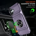thumbnail image 2 of Case Designed for iPhone 16, Hybrid Back Case with Ring Stand & Hidden Card Slot & Support Magnetic Car Mount Shockproof Fall-Protection Slim Phone Cover for iPhone 16, Violet, 2 of 7