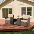 thumbnail image 6 of 5-Piece High Back Patio Conversation Set with 2 Ottomans and Table, All-Weather PE Rattan Lounge Chairs with Soft Cushions, Ideal for Balcony, Porch, Garden, Pool, Backyard, and Poolside Relaxation, 6 of 8