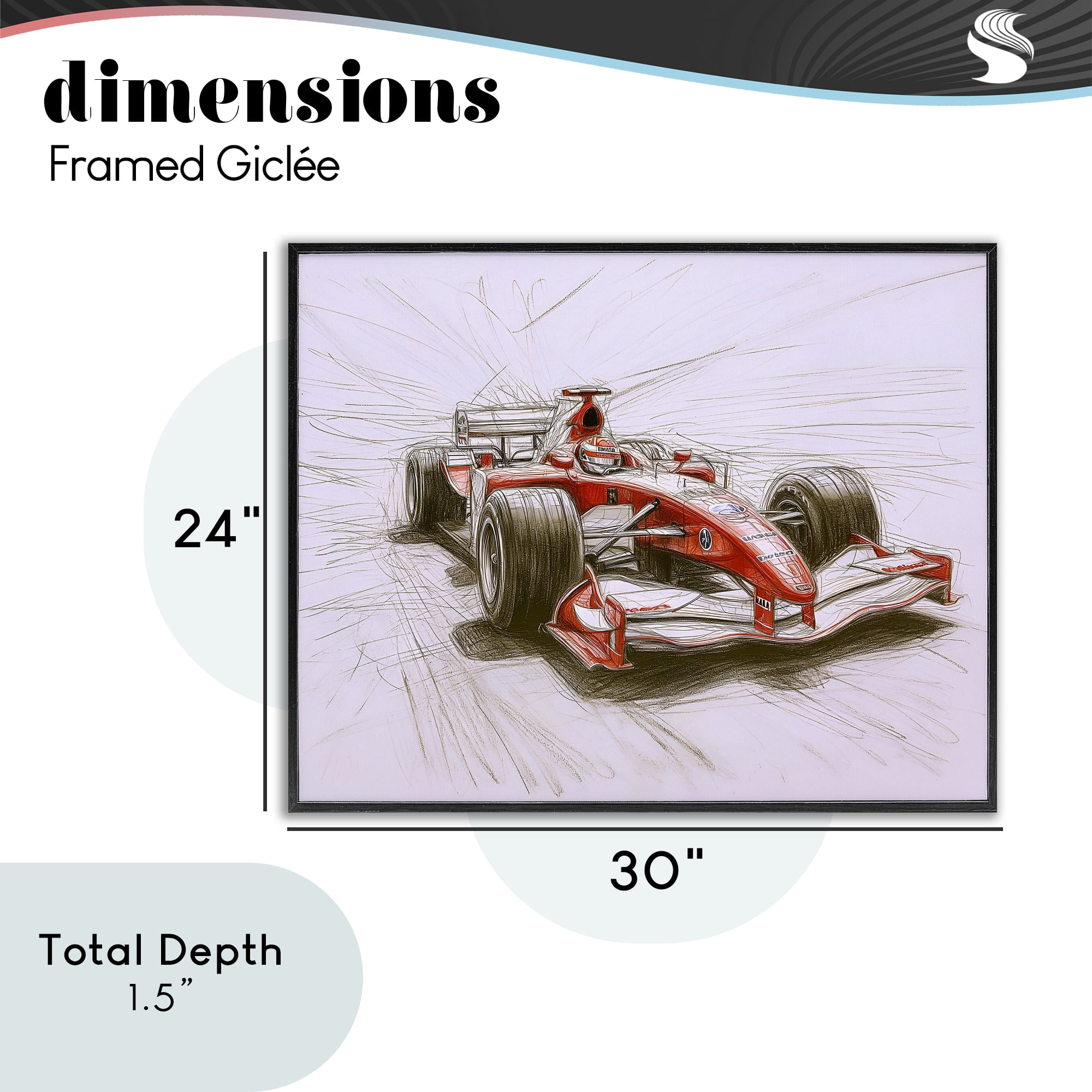 Stupell Industries Sketched Race Car Concept Black Framed Giclee Art, design by Steve Hunziker