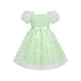 thumbnail image 2 of Girls Dress 3D Butterfly Green Floral Lace Top Square Collar Short Sleeve 8 Years, 2 of 6