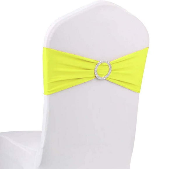 Gowinex 10pcs Yellow Spandex Chair Bands with Buckle Wedding Banquet Sashes (Yellow, 10)