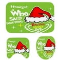 thumbnail image 2 of Mini Grinch Ornaments Grinch Ornaments Grinch Christmas Decorations Christmas Snowman Print Toilet Bathroom Mat And Shower Curtain Three Piece Set, 2 of 3