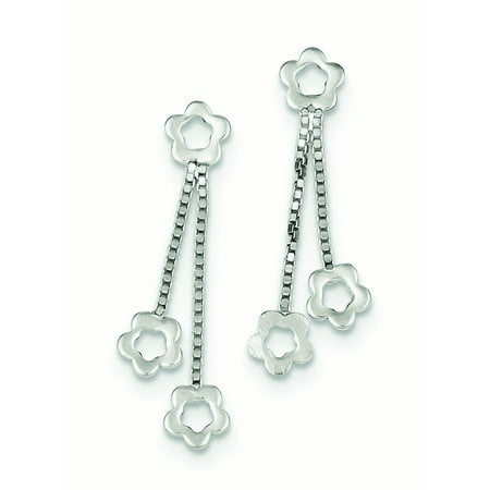 Sterling Silver Flower Dangle Earrings (Best Place For Diamond Earrings)