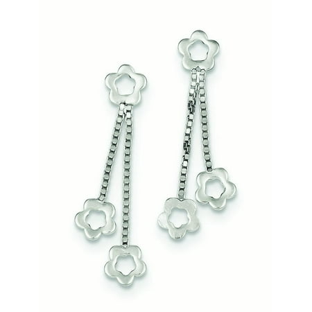 Sterling Silver Flower Dangle Earrings (Best Deal On Diamond Earrings)