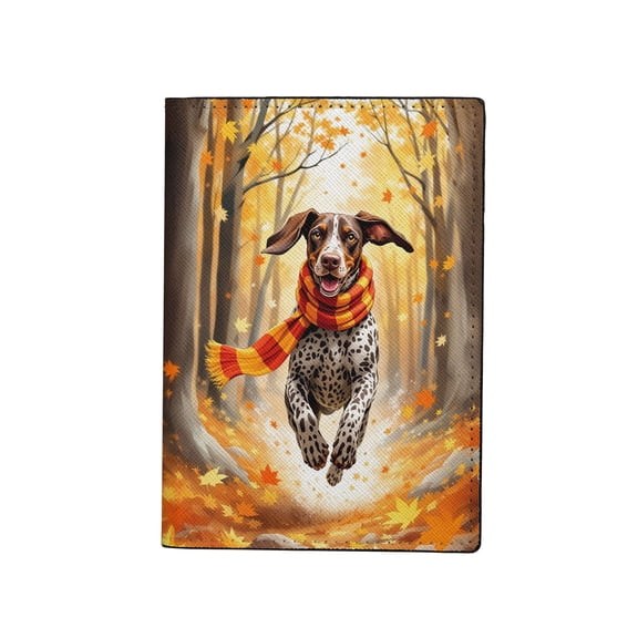 Welcome Fall German Shorthaired Pointer Strolling Through the Autumn Maple Forest Travel Passport Wallet GSP Lover Dog Gift PU Leather Passport Holder Cover - 12012