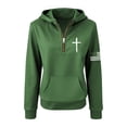 thumbnail image 4 of Hoodies for Women Hoodie Retro Sweatshirt Zip Up American Flag Long Sleeves Sweatshirt Tops Hemlock, 4 of 4