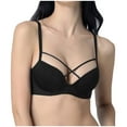thumbnail image 2 of YWDJ Plus Size Strapless Bras for Women Lounge Bras No Wires Comfortable Bras Adjustable Straps Half Cup Push up Hollow Bras Padded Comfortable Bras Wrap Solid Sleep Bras Black 32, 2 of 6