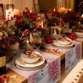 thumbnail image 6 of Pink Christmas Dresser Scarf Farmhouse, Dining Table Decorations for Wedding/Parties, Snowman Snowflake Gifts Xmas Tree Table Runner 120 Inches Long for Kitchen Dining, 13 x 120 In, 6 of 9