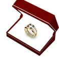 thumbnail image 4 of Dazzlingrock Collection 18K Blue Sapphire & White Diamond Wedding Band 3 Stone Enhancer Guard Ring, Yellow Gold, Size 7, 4 of 4