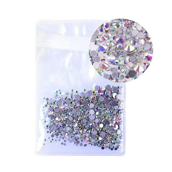 Raindrops 1440Pcs Crystal Ab Round Rhinestones Multicolored Flat Back For Nail Art