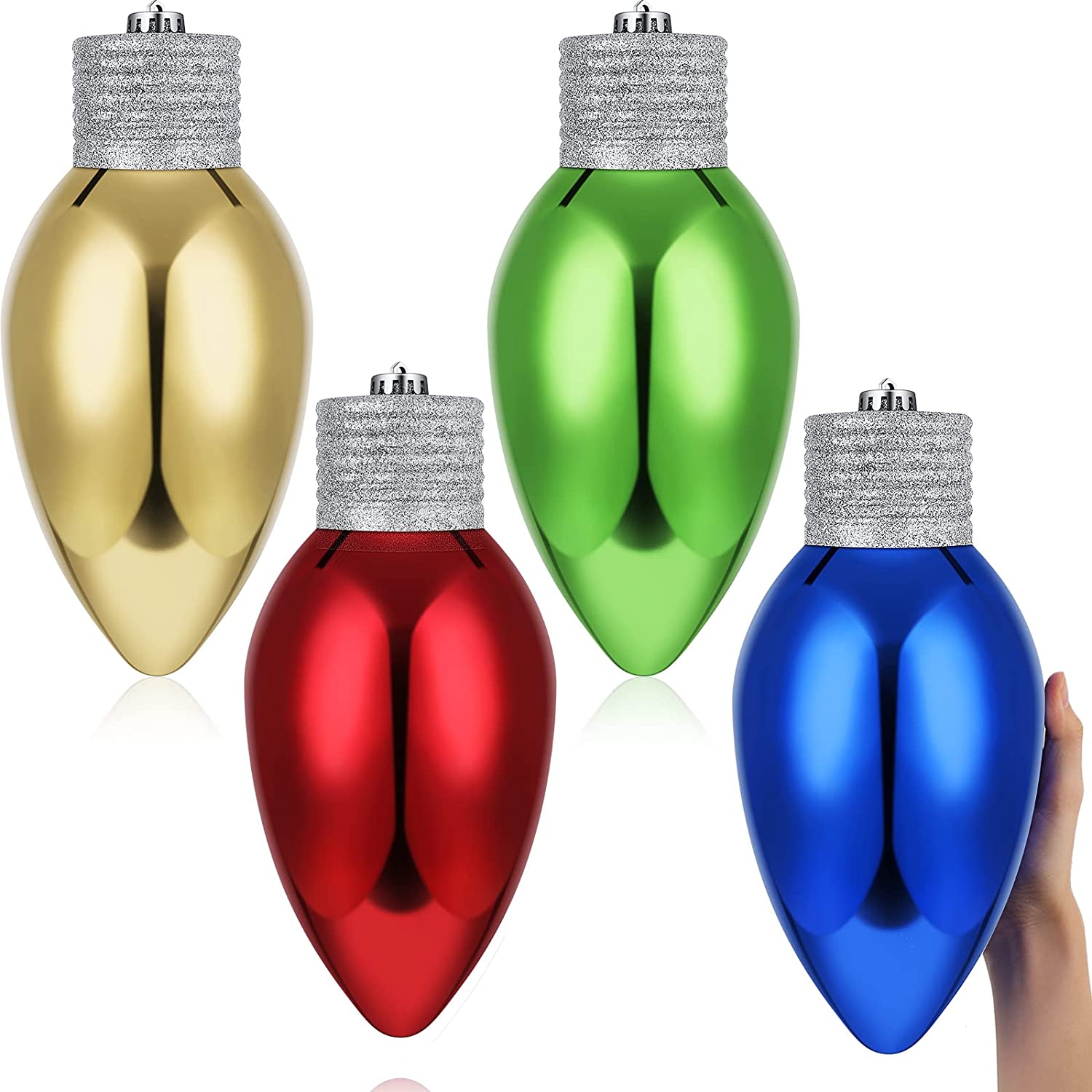 4 Pcs 12" 300 mm Christmas Lightbulb Shaped Ornament Plastic Light