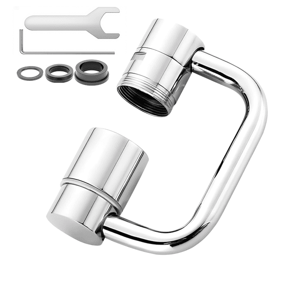 Flexiflow 1080° Swivel Faucet Extender, Universal Sink Faucet Aerator Extension with Adjustable Robotic Arm – 2 Spray Modes, U-Shaped Faucet Extender for Kitchen & Bathroom