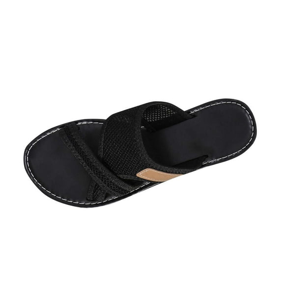 CQONEPT Slip On Slide Sandals for Women Rhinestone Dressy Open Toe Flats Slippers Comfortable Fashion Trendy Beach Cute Ladies Slides Casual Dress Women's Sandals 2025 Black Size 5.5