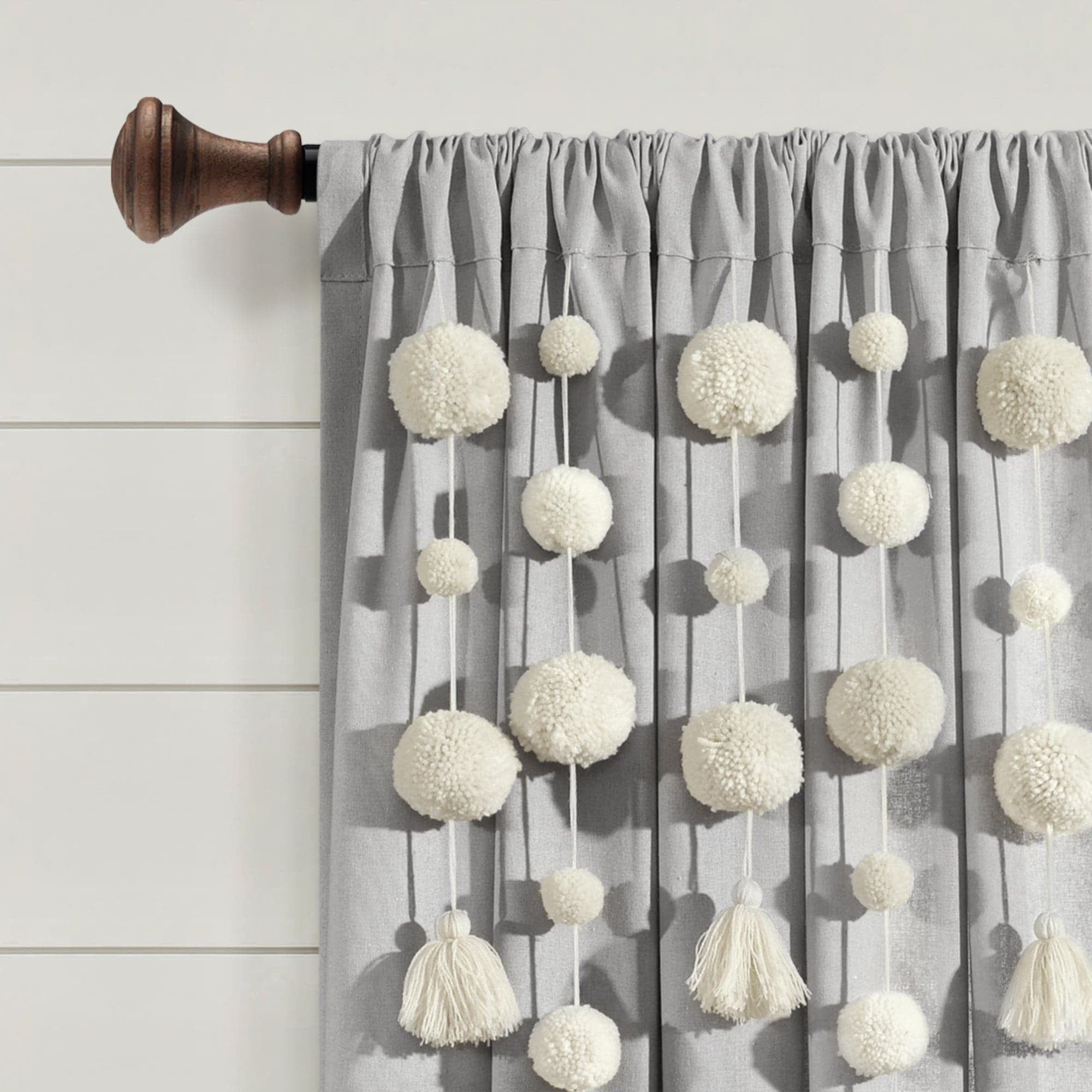 Lush Decor Boho Macrame Tassel Single Window Curtain Panel - Gray - 84 x 40
