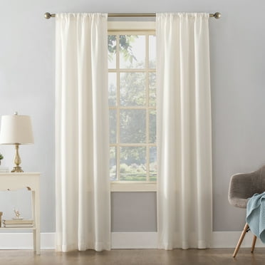 Mainstays Textured Solid Rod Pocket Curtain, Single Panel, Cream, 38"W x 84"L