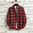 thumbnail image 4 of Manxivoo Mens Shirts Mens Casual Fall Shirt Lapel Button Long Sleeve Shirt Tops Men's Cardigan Plaid Shirt Men Red XXXXL, 4 of 4