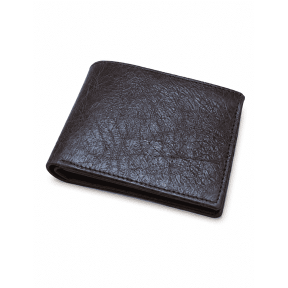 RAYMONS OVERSEAS-Men's Genuine Leather Classic Black Bi-Fold Wallet Slim Credit Card Holder Cash Pocket RFID Blocking Everyday Wallet for Men