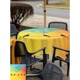 thumbnail image 6 of Square Outdoor Tablecloth with Umbrella Hole Bird Line Abstract Outside Table Cloth Waterproof Patio Table Cover Orange Blue Ombre Silhouette Zipper Tablecloths for Picnic Party Camping 60x60 Inch, 6 of 8