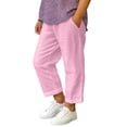 thumbnail image 2 of Faraee Boys Pull on Linen Pants Lightweight Summer Casual Beach Trousers Breathable Elastic Waist Wide Leg Outfit with Pocket 4t 5t 6t 4-15 Years Pink, 2 of 5