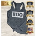 thumbnail image 2 of S4E Women's Distressed Boo Halloween Racerback Slim Fit Medium Charcoal, 2 of 4