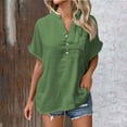 thumbnail image 5 of MVRLSH Going Out Tops For Women Batwing Sleeve Blouse Women Pocket Patched Double Layer Wrinkled Fabric Casual Work T Shirt Top Green S-5Xl, 5 of 5