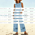 thumbnail image 3 of Cotton Linen 2 Piece Matching Set, Women's Lace Panel Sleeveless Top & Elastic Waist Wide Leg Pants for Summer Vacation, Gray 2XL, 3 of 9