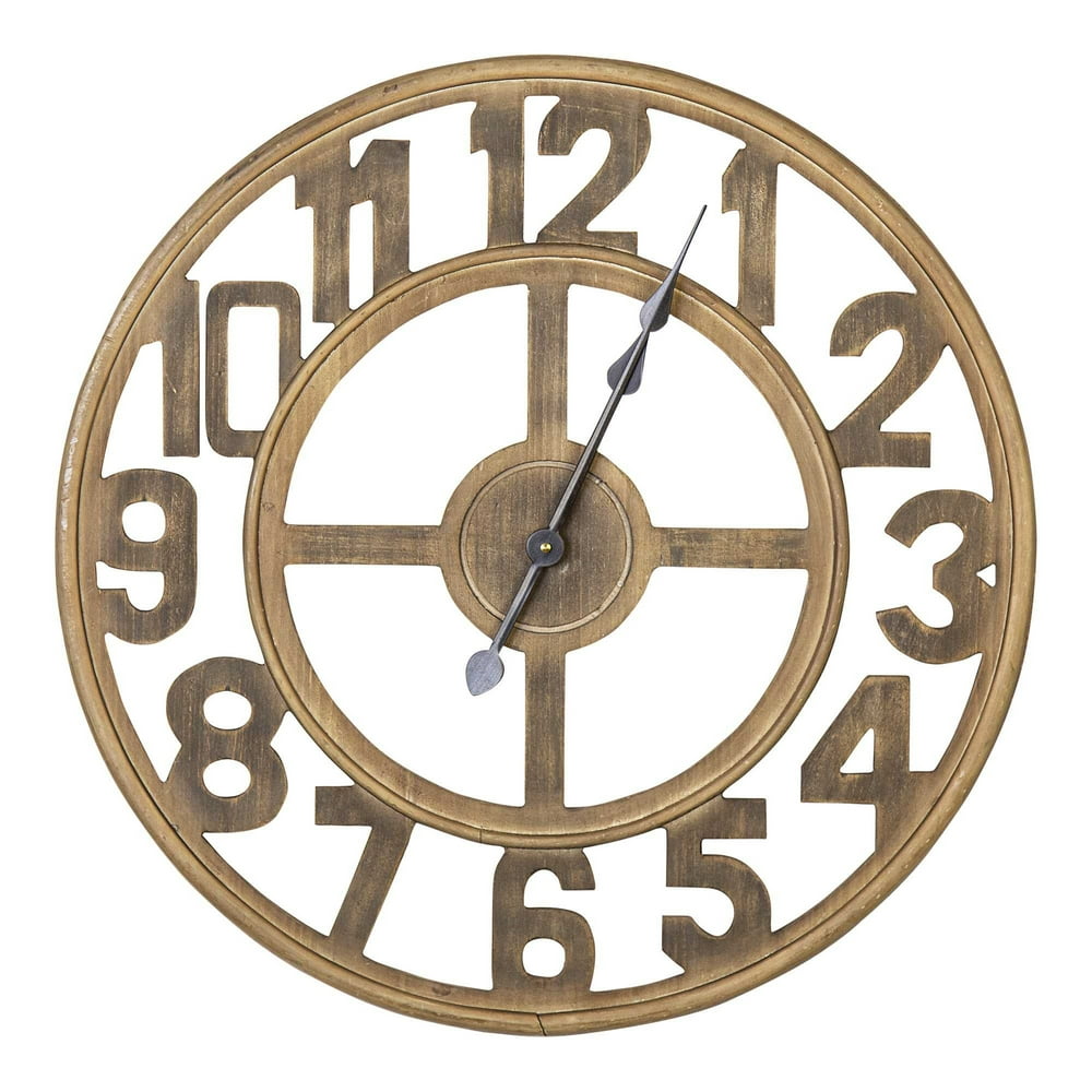 23" Round Wooden OpenFace Wall Clock