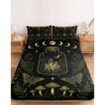 thumbnail image 2 of King Size Fitted Sheet Set - Mystic Black 3 Piece Bedding Sets 16" Deep Pocket Fitted Sheet with 2 Pillowcases, Butterfly Golden Sun Moon Stars Flowers Leaves Brushed Microfiber Hotel Bed Sheets, 2 of 9