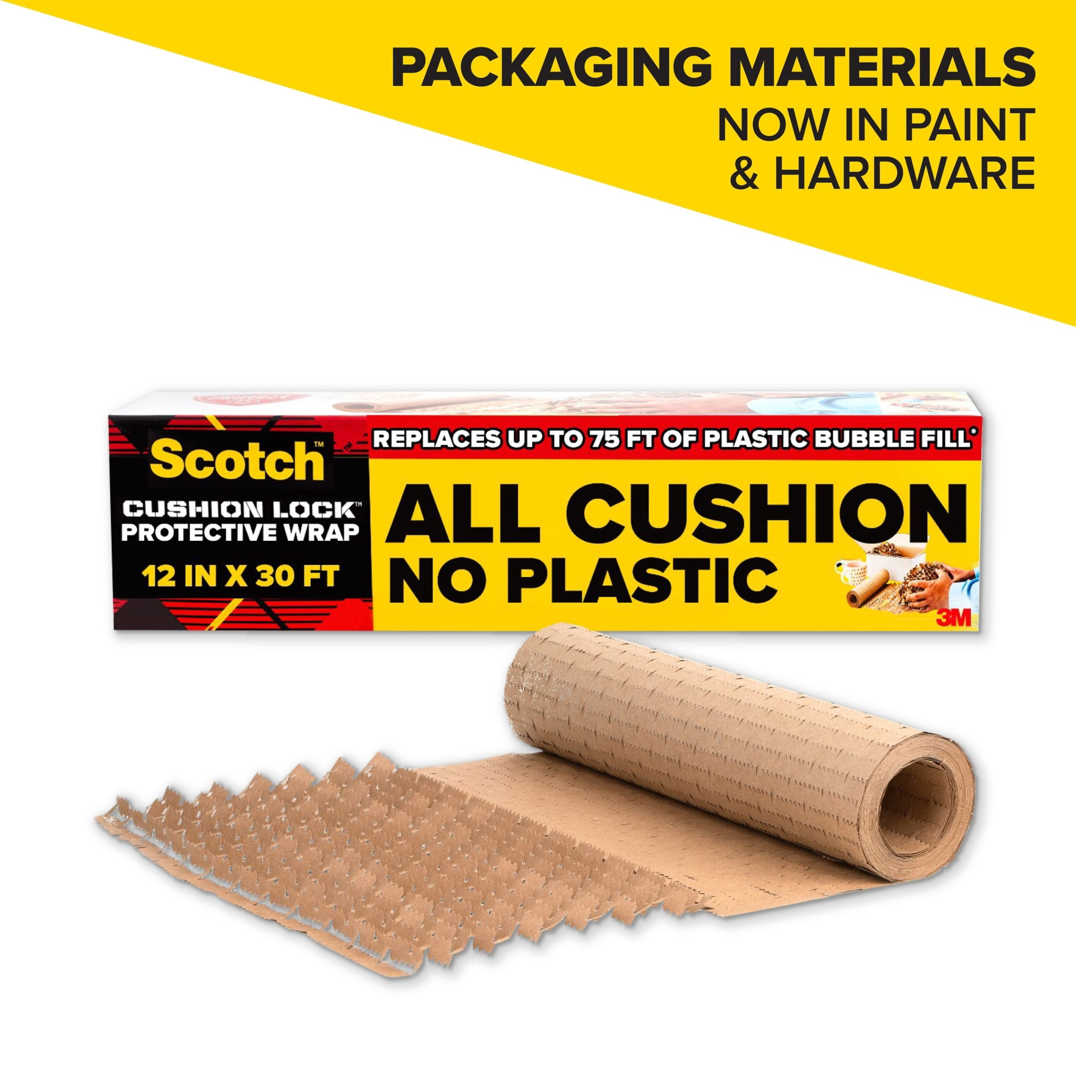 (3 pack) Scotch Cushion Lock Protective Wrap, 30 ft. Roll, Equivalent to 75 ft. Bubble Wrap, Brown, 1 Wrap