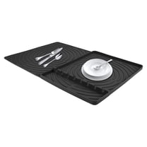 Unique Bargains Dish Drying Mat Fits Under Dish Rack for Kitchen Counter Black