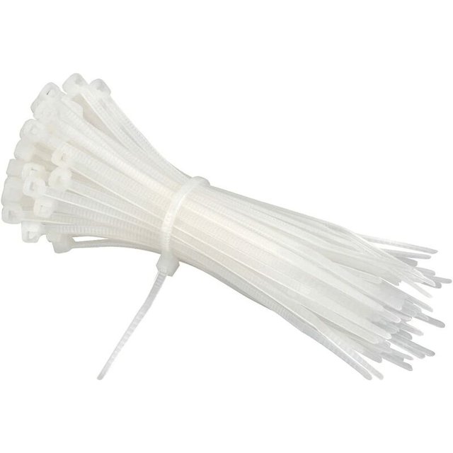 Bridas para cables de 200 mm x 2,5 mm, bridas para cables, bridas para cables de nailon Rilsan, bridas para cables de 200 mm, blanco, paquete de 600 piezas, blanco