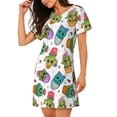 thumbnail image 2 of Picia Cactus And Insects Pattern Women’s Nightdress – Casual Short-sleeved Loose-Fit Sleepwear, Soft Cotton Short-Sleeve Sleep Shirt for Relaxation & Comfort, 2 of 6