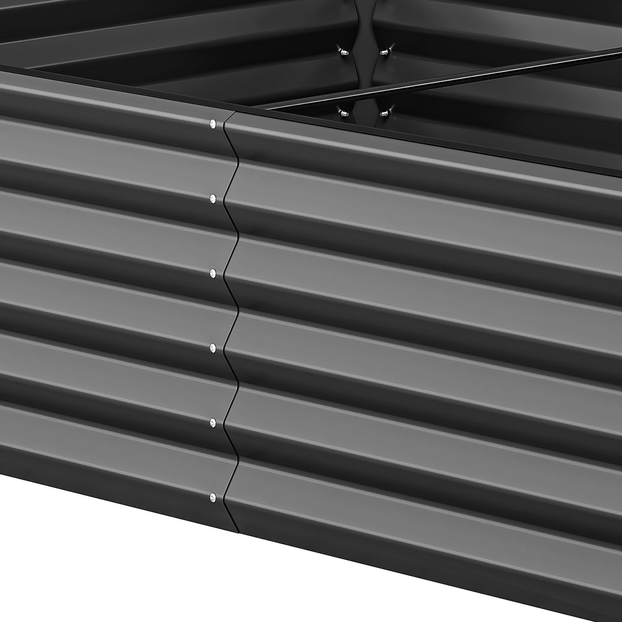 Uforic 2 Pcs 8ftx4ftx1.5ft Large Raised Garden Bed Kit,Outdoor Galvanized Metal Patio Planter Box with Safety Rubber & Gloves, for Vegetables Flowers,Black