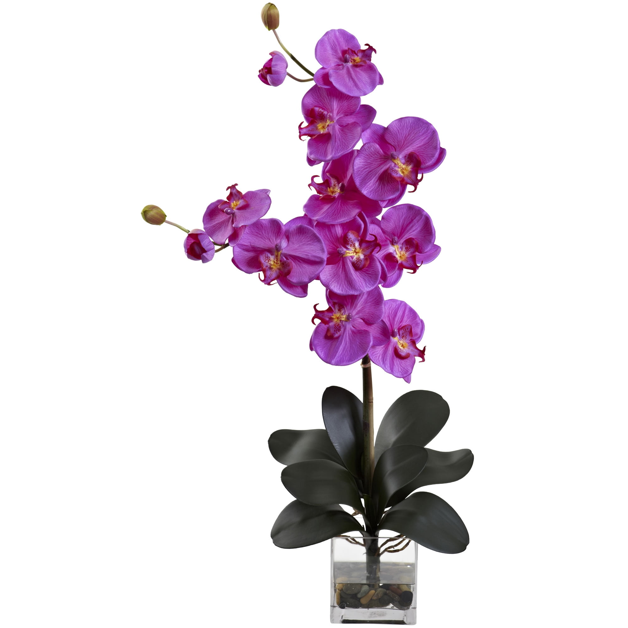 Nearly Natural Double Giant Phalaenopsis Artificial Flowers with Vase