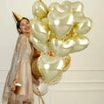 thumbnail image 5 of Heart Shaped Foil Balloons,Gold 10 Piece Party Decorations Set with Ribbon Pump, Reusable Wedding Birthday Valentine's Day Decoration, Adult Celebration Romantic Aluminum Balloons., 5 of 6