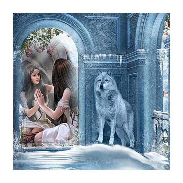 Cuadros Decorativos 5D bricolaje completo taladro diamante pintura lobo mujeres punto de cruz bordado Kit Likrtyny embutido en tela