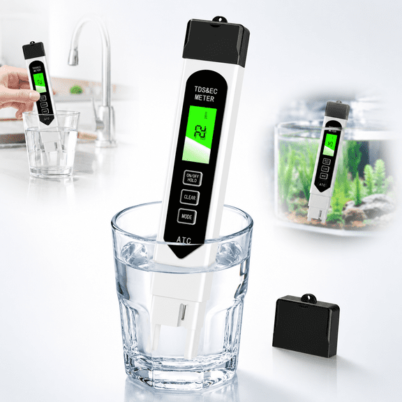 TDS Meter Digital Water Tester, Accurate Professional 4-in-1 TDS, Temperature and EC Meter, 0-9990ppm, Ideal Water Test Meter for Drinking Water, Aquariums,Water Tester for Drinking Water