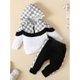thumbnail image 4 of Qmyliery Baby Boys Pants Set, Plaid Long Sleeve Zipper Closure Hoodie with Sweatpants Fall Outfit,0-18 Months, 4 of 9